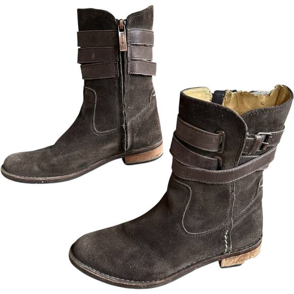 Bussola Sevilla Zip Up Suede Leather Boots SZ 38 Chocolate Distressed Boho READ - Picture 2 of 11